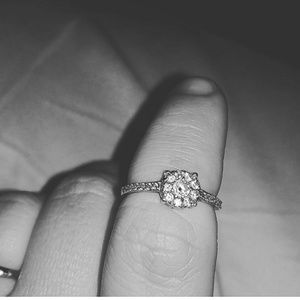 White gold filled, white sapphire engagement ring.